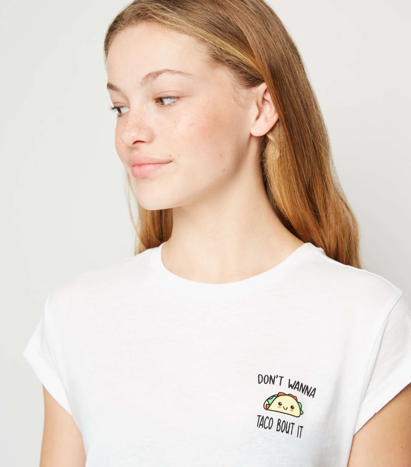 Girls White Taco Slogan T-Shirt Image 5