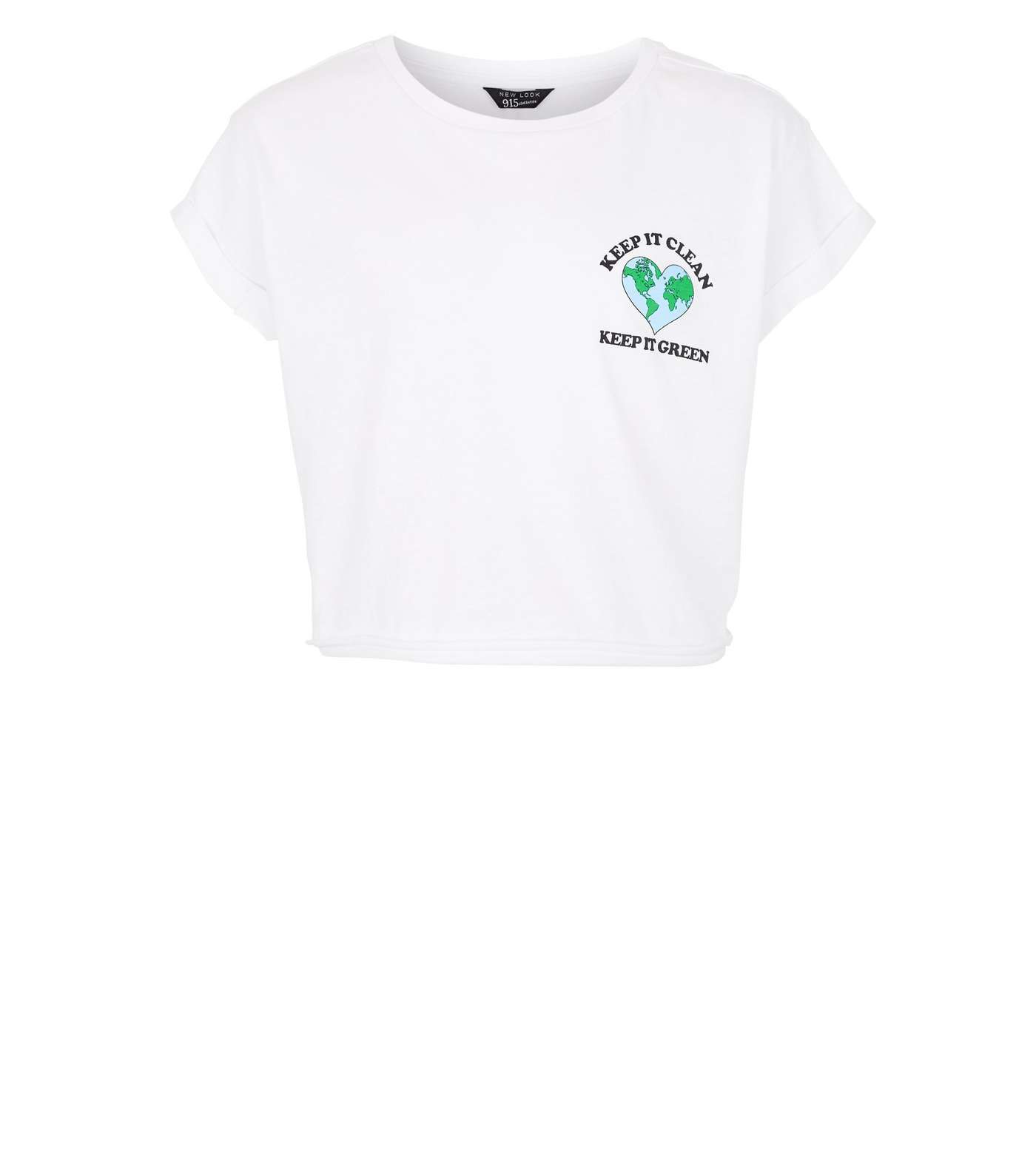 Girls White Keep It Clean Earth Slogan T-Shirt Image 4
