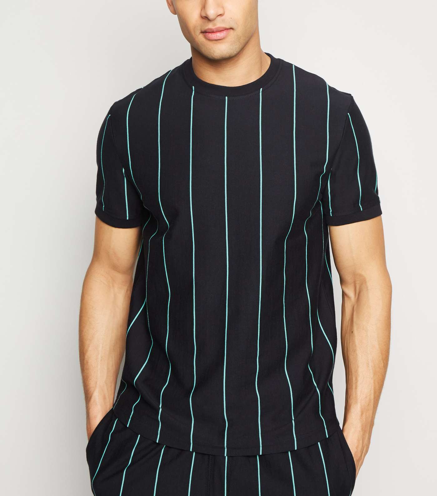 Black Vertical Stripe Crew T-Shirt