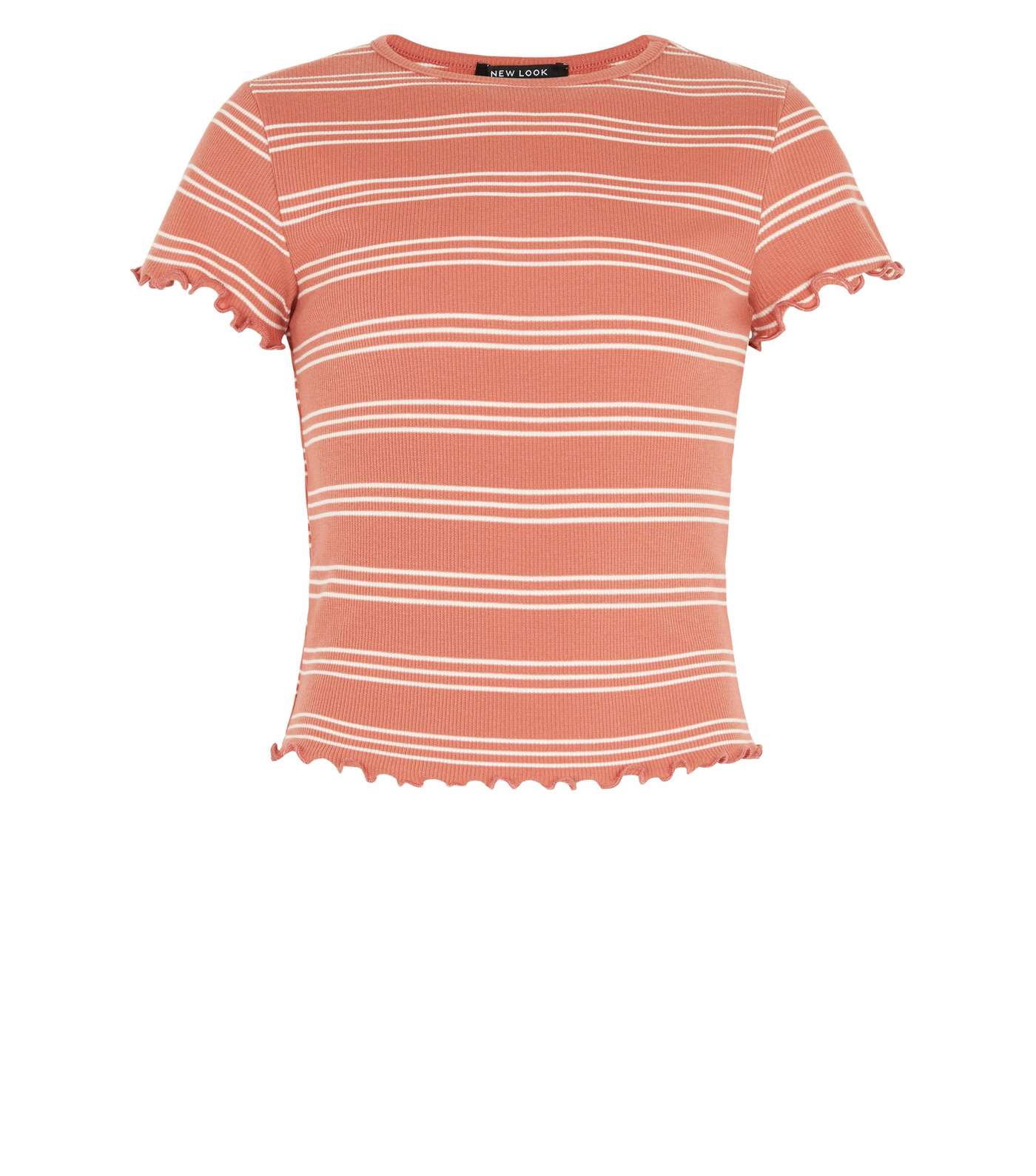 Girls Pink Stripe Frill Trim T-Shirt Image 4