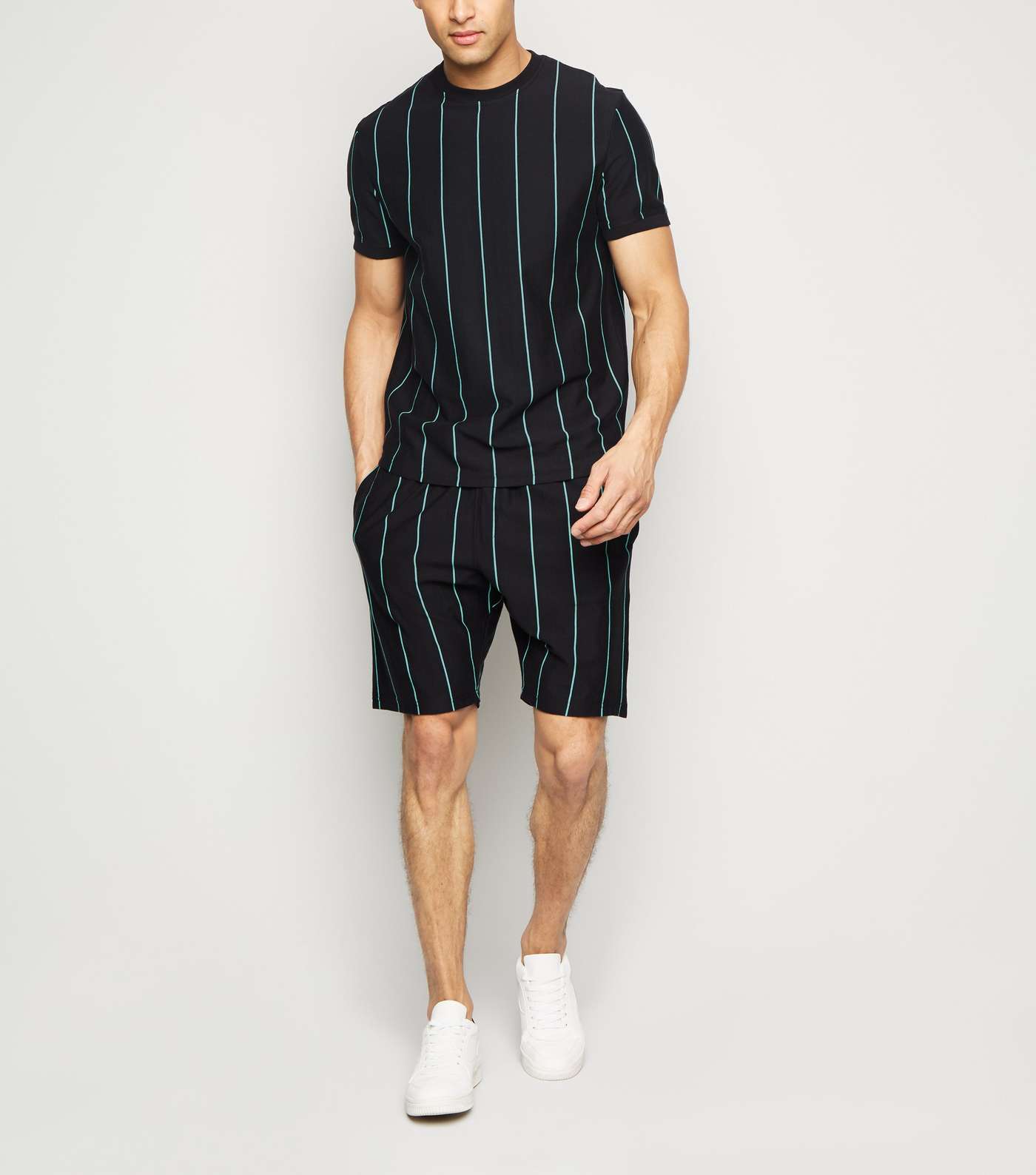 Black Vertical Stripe Shorts Image 2