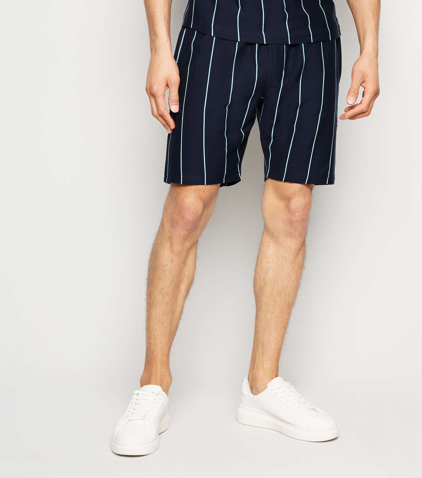 Navy Vertical Stripe Shorts