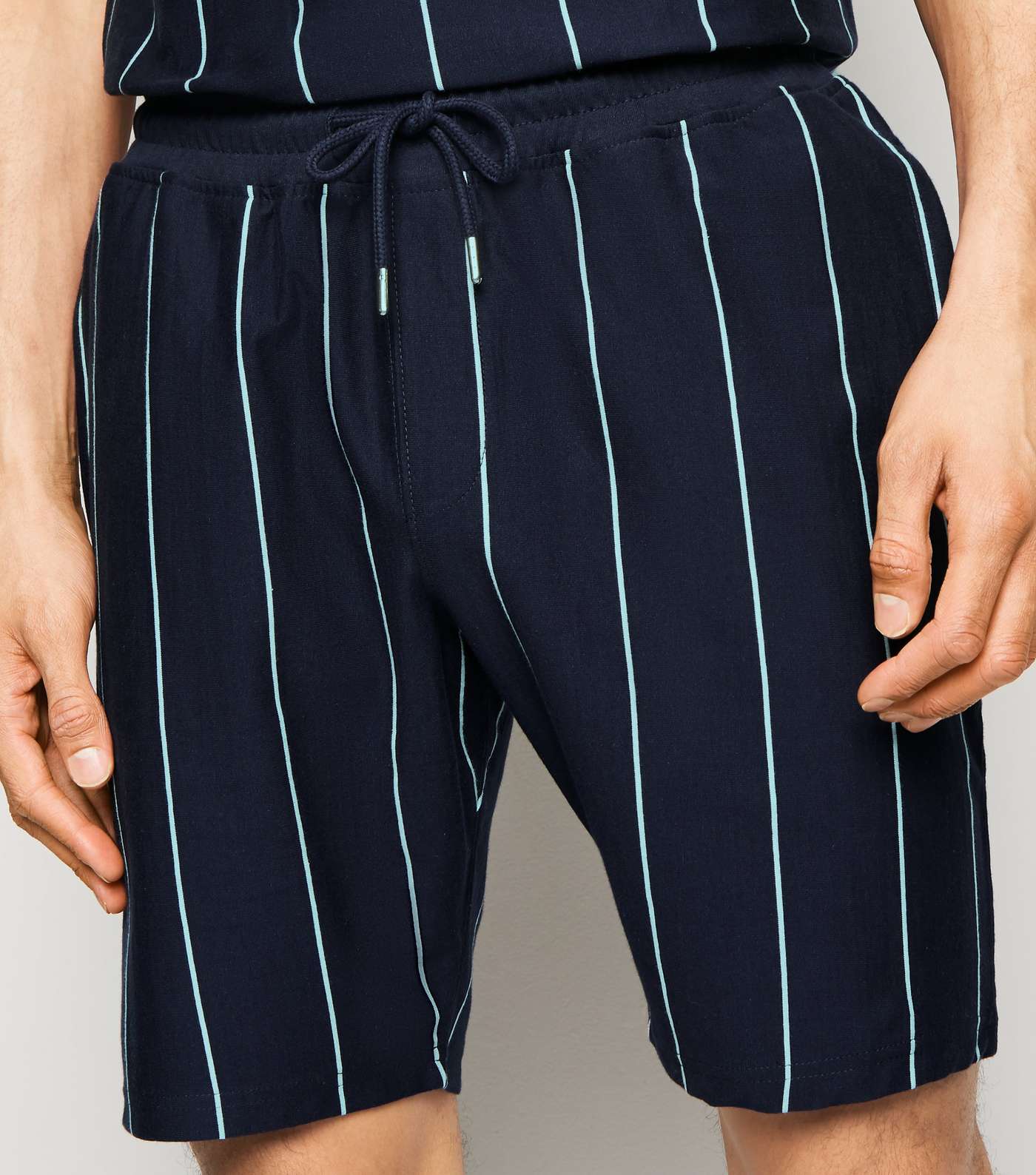 Navy Vertical Stripe Shorts Image 5