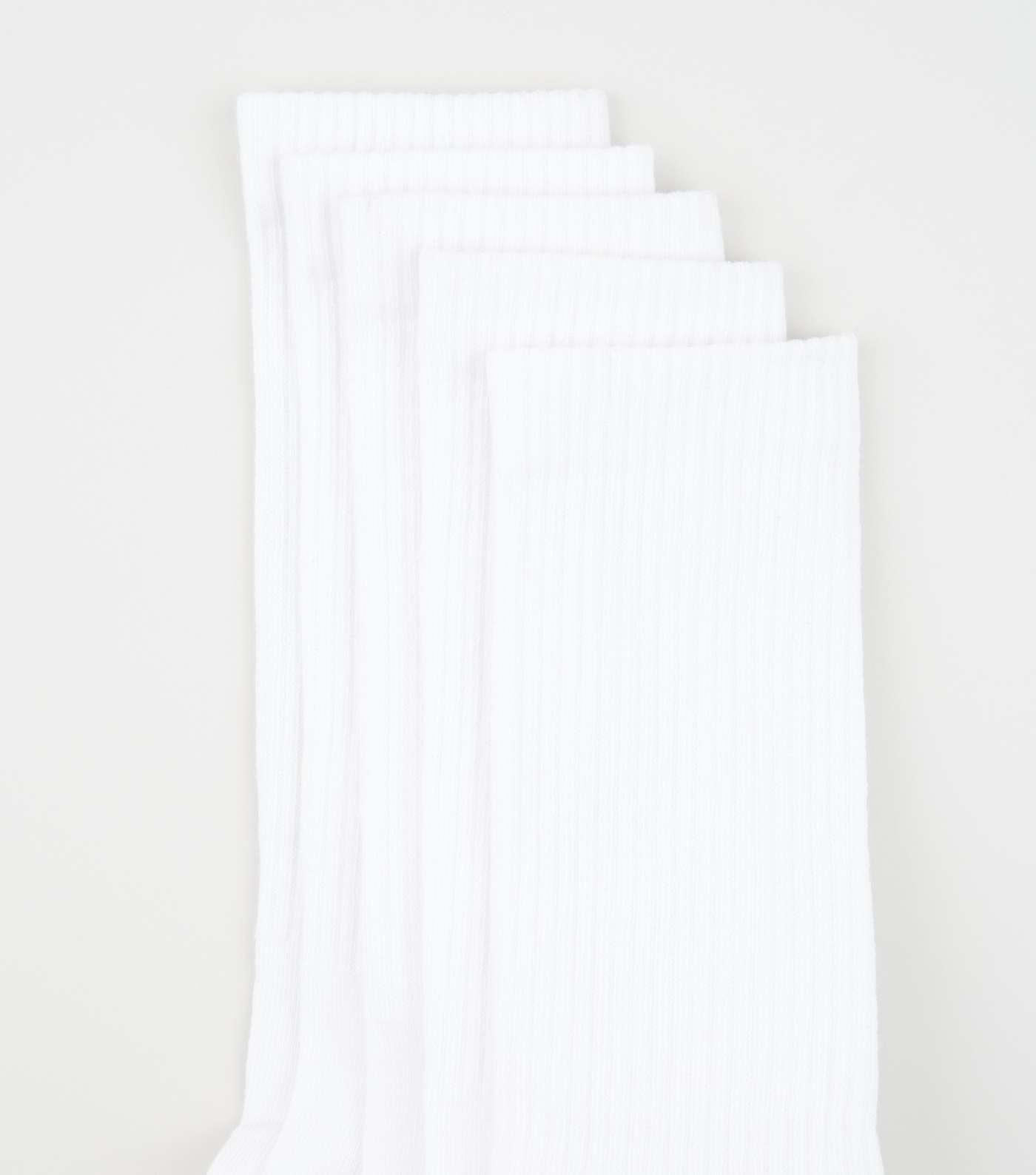 5 Pack White Ribbed Socks Image 2