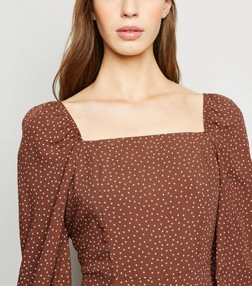 brown polka dot dress new look