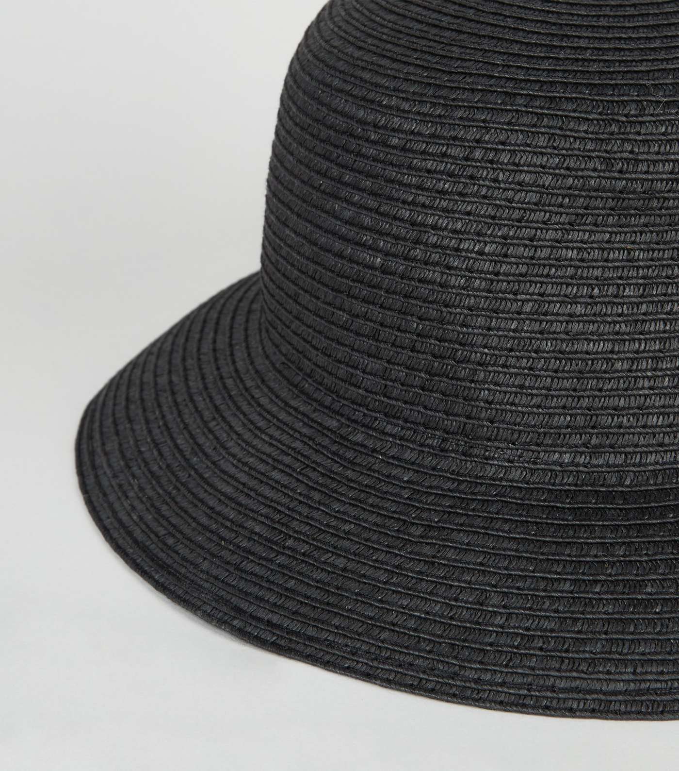 Black Woven Straw Effect Bucket Hat Image 3