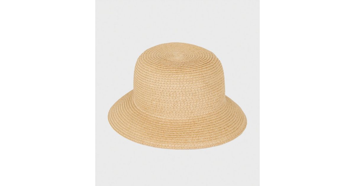 Tan Woven Straw Effect Bucket Hat New Look