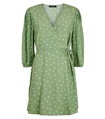 new look green spot dress