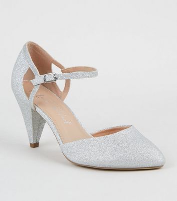 silver high heels wide fit