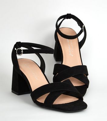 black block heel sandals wide fit