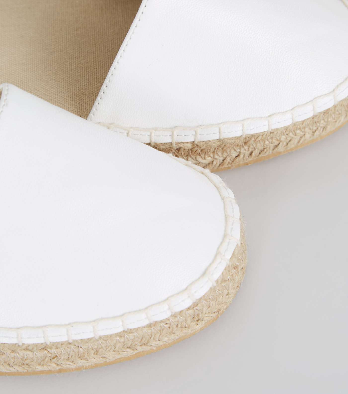 Girls White Leather-Look 2 Part Espadrilles Image 4