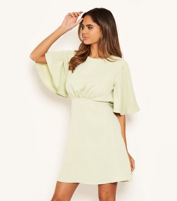 AX Paris Mint Green Flutter Sleeve Mini Dress | New Look