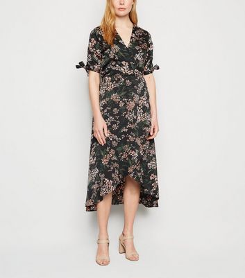 ax paris floral satin wrap dress