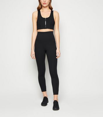 GymPro Black Zip Front Padded Sports Bra New Look