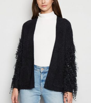 fringe sleeve cardigan