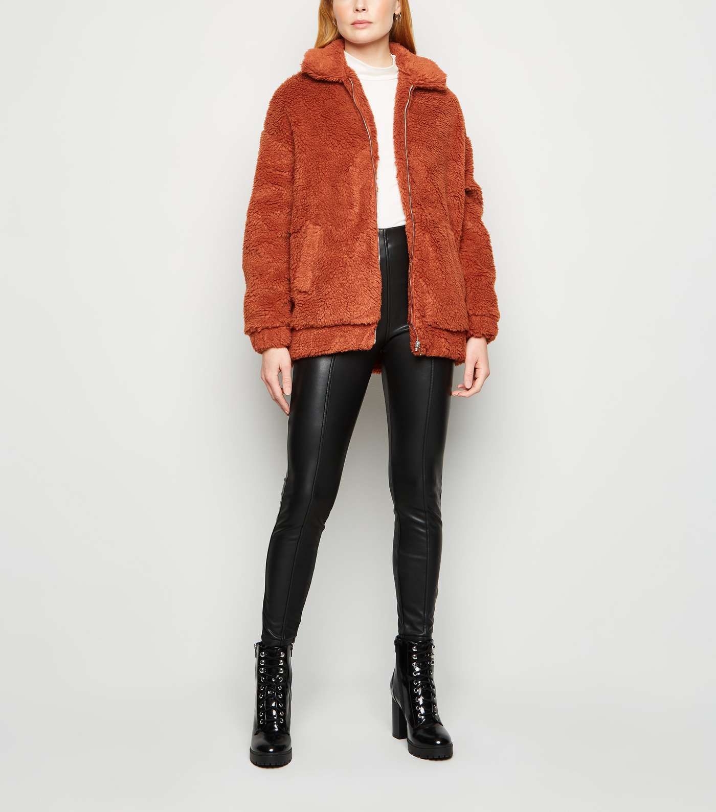 Cameo Rose Rust Teddy Bomber Jacket Image 2