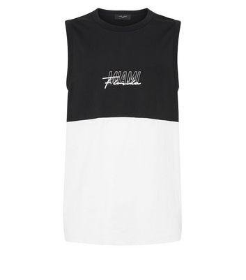 Image of Black Miami Slogan Sleeveless Tank Top New Look