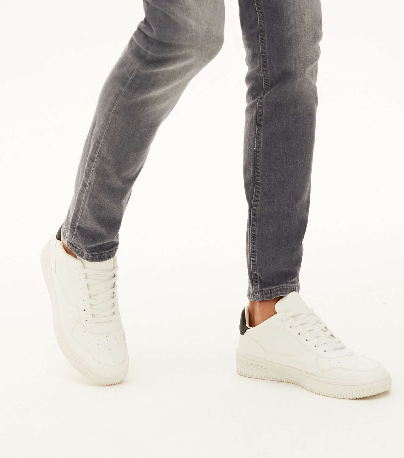 Pale Grey Washed Skinny Jeans Image 4