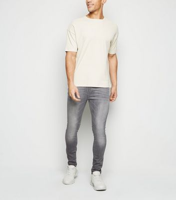 Image of Pale Grey Washed Spray On Skinny Jeans New Look