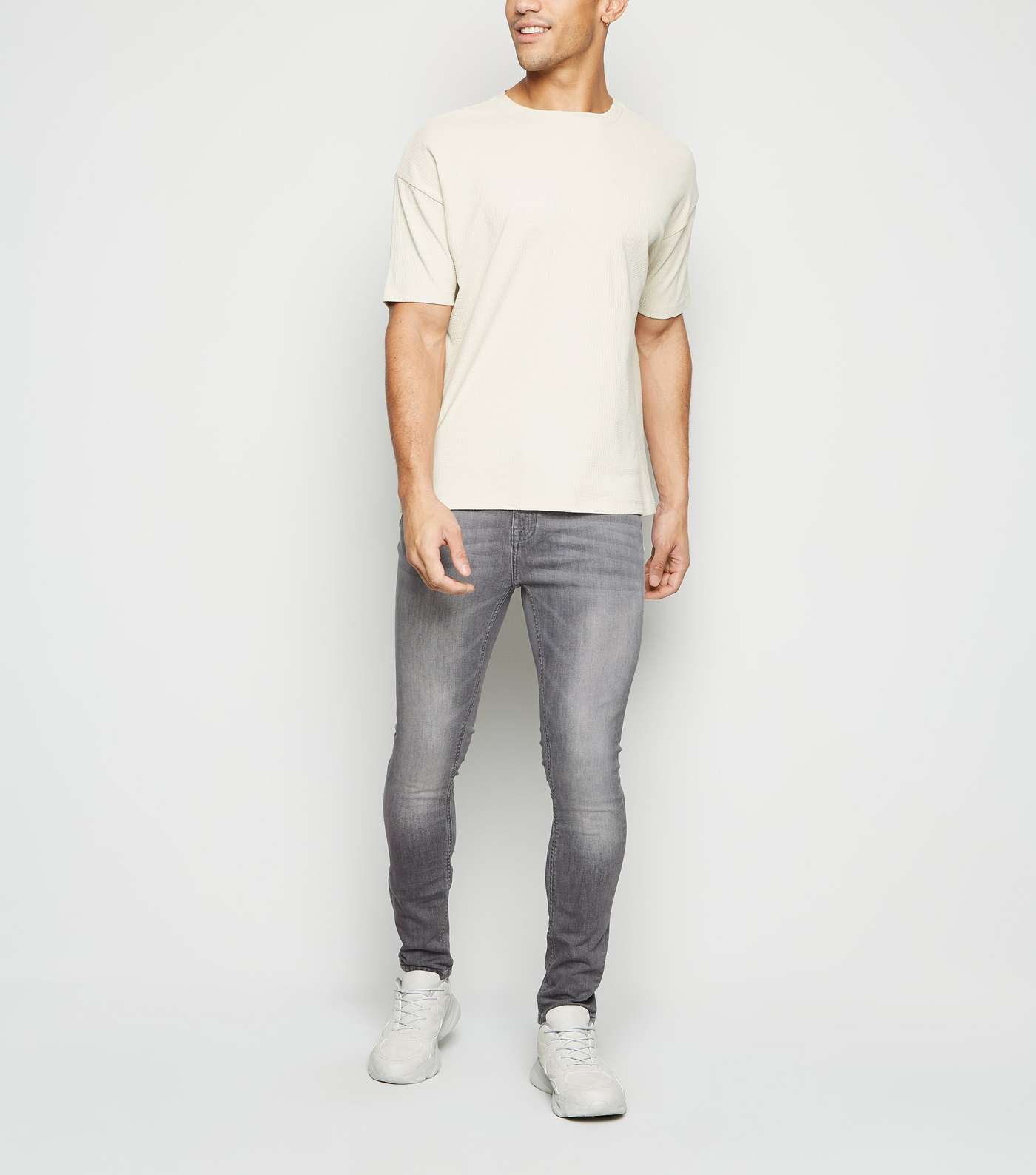 Pale Grey Washed Spray On Skinny Jeans  Image 2