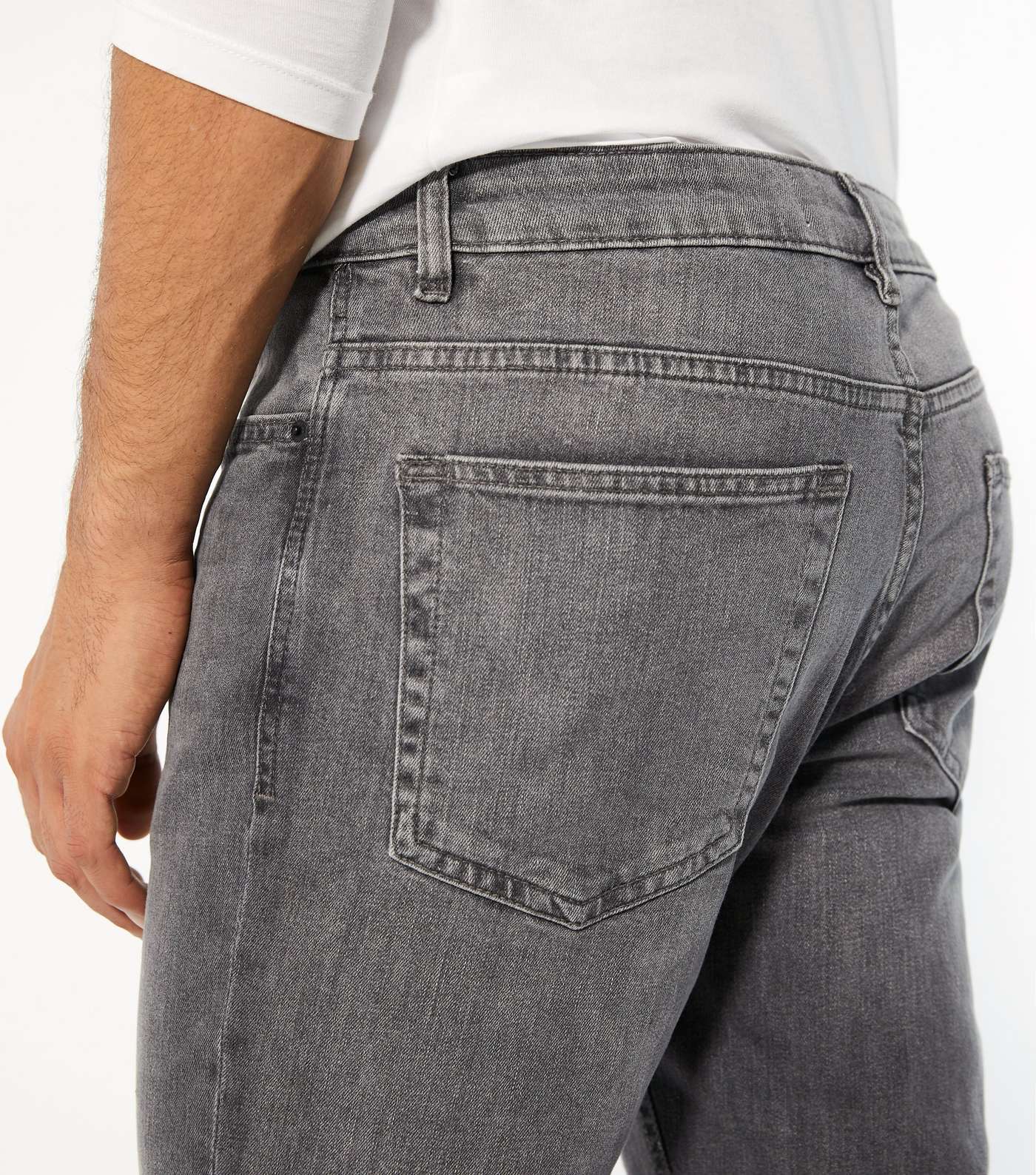 Pale Grey Washed Slim Jeans Image 3
