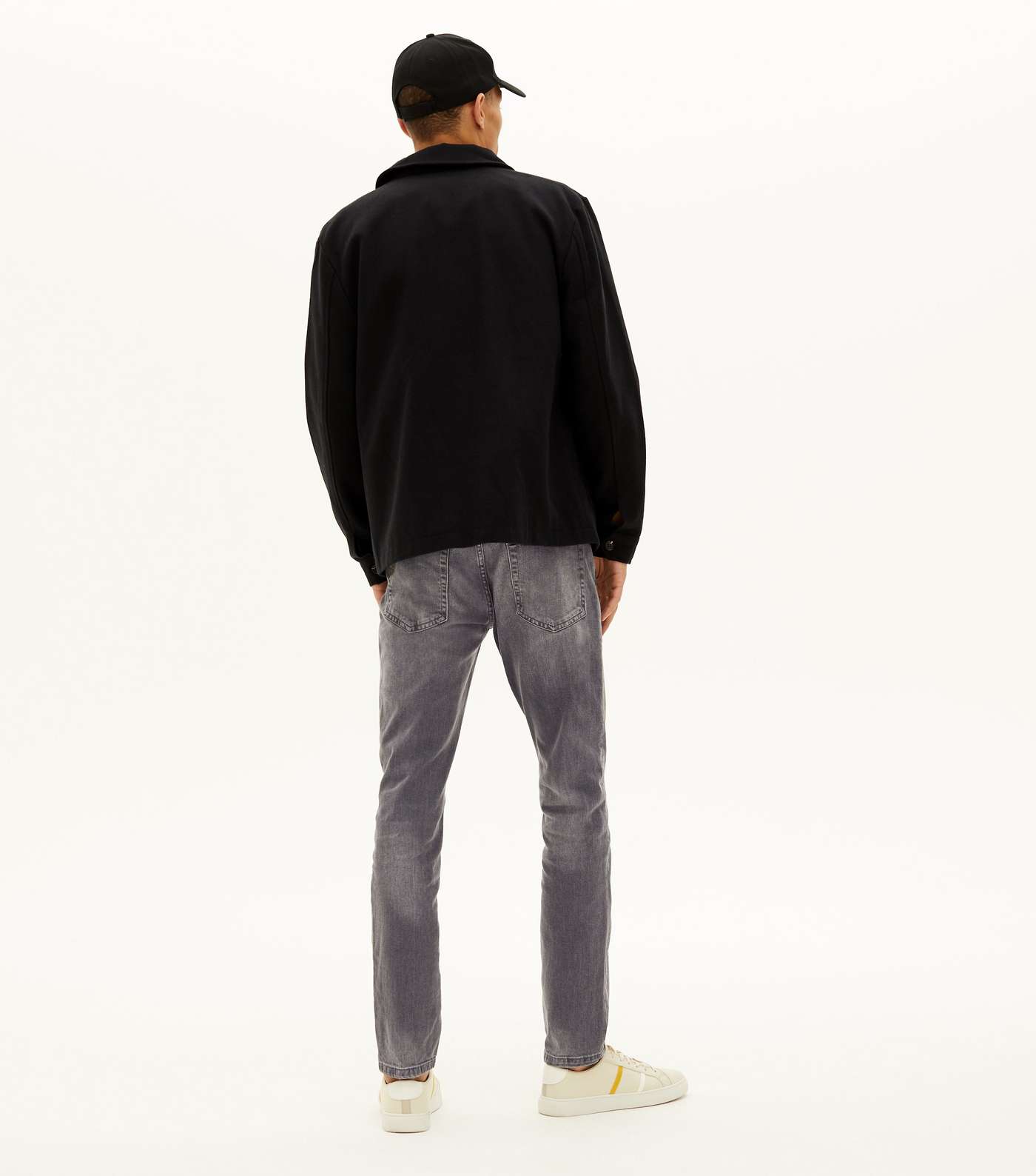 Pale Grey Washed Slim Jeans Image 5