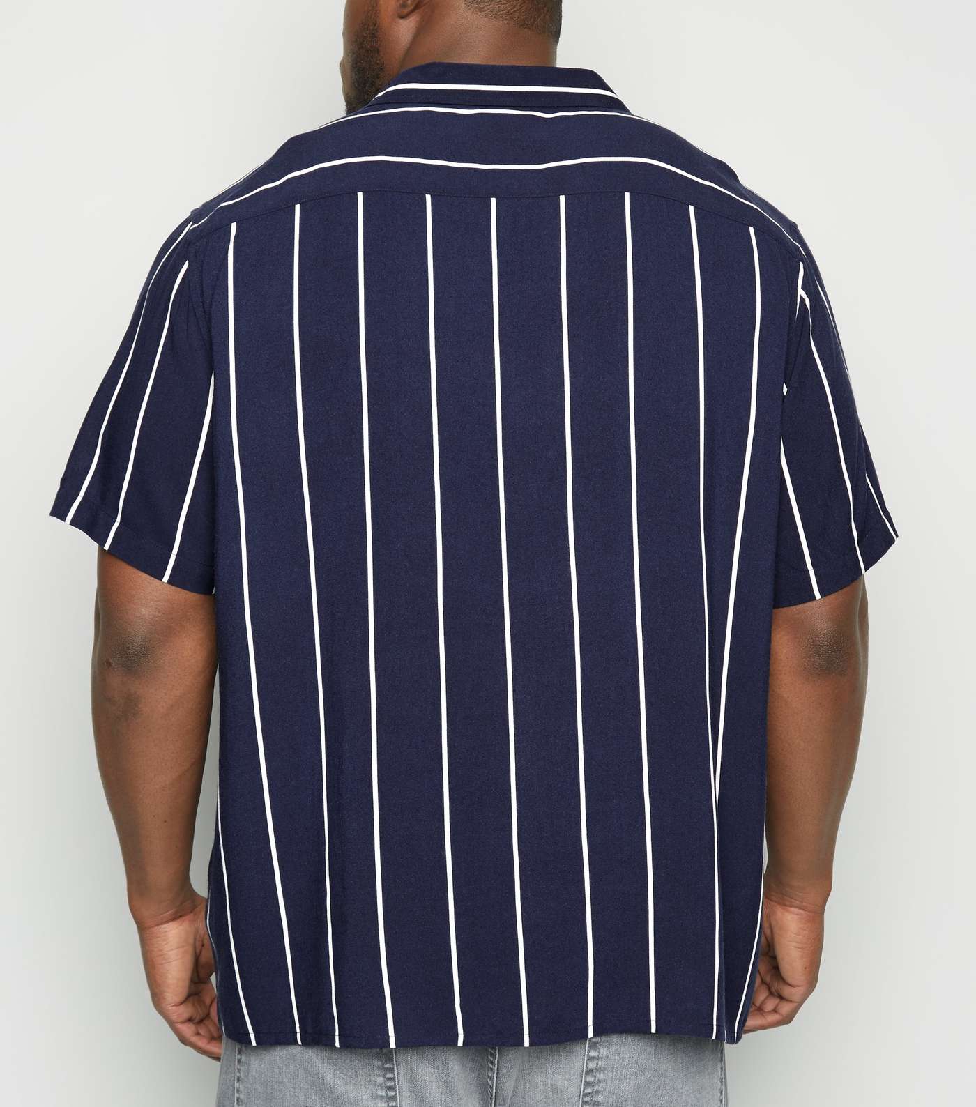 Plus Size Navy Stripe Short Sleeve Shirt Image 3