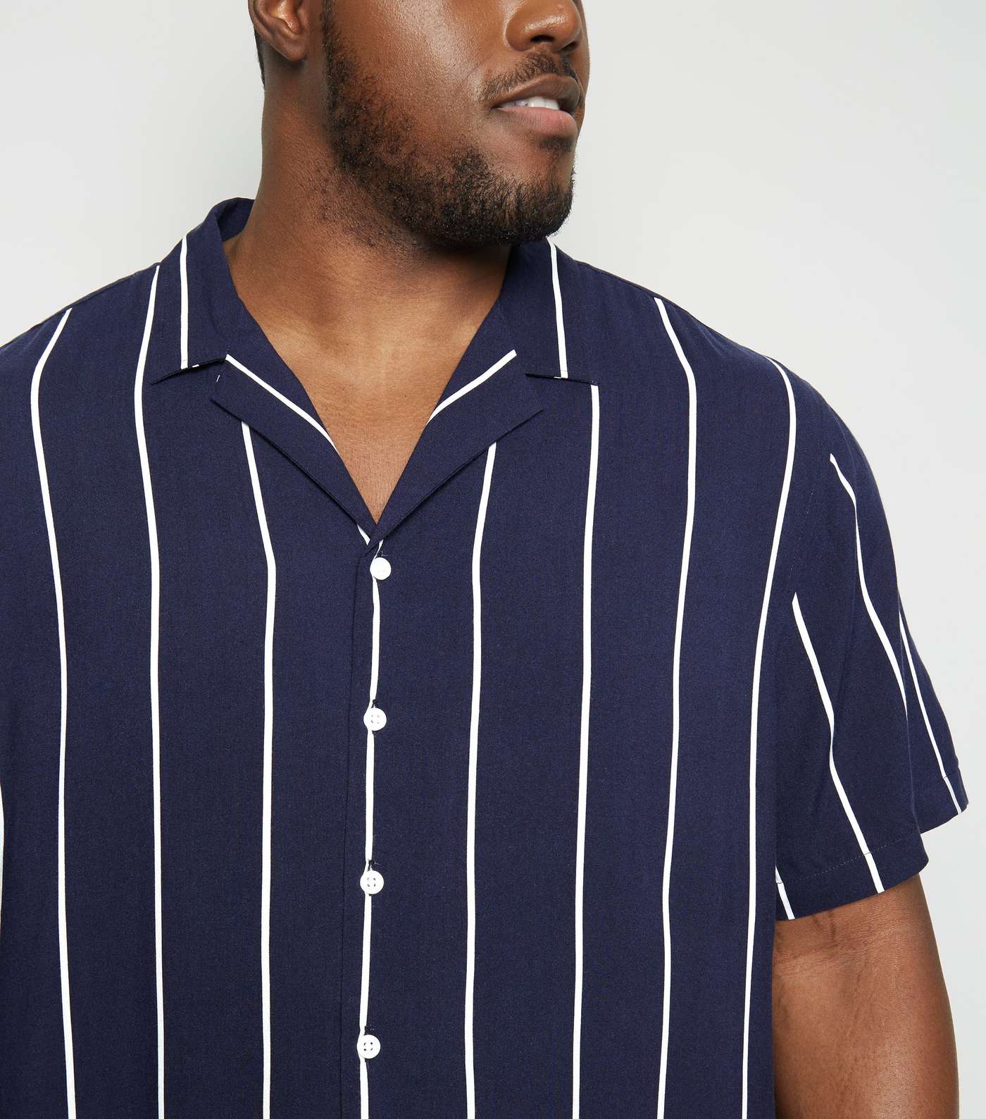 Plus Size Navy Stripe Short Sleeve Shirt Image 5