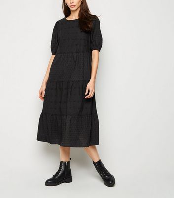 black broderie midi dress