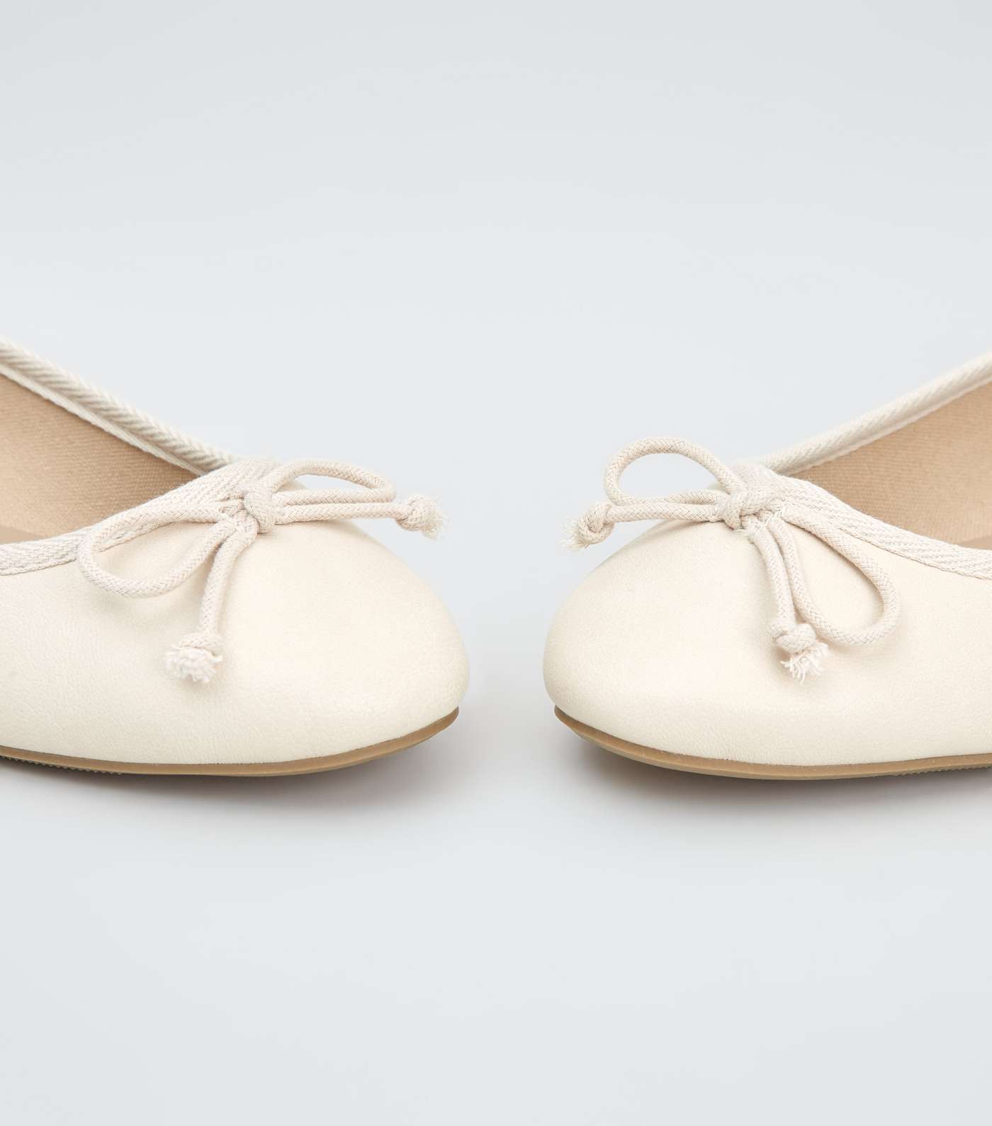Off White Leather-Look Ballet Pumps Image 4