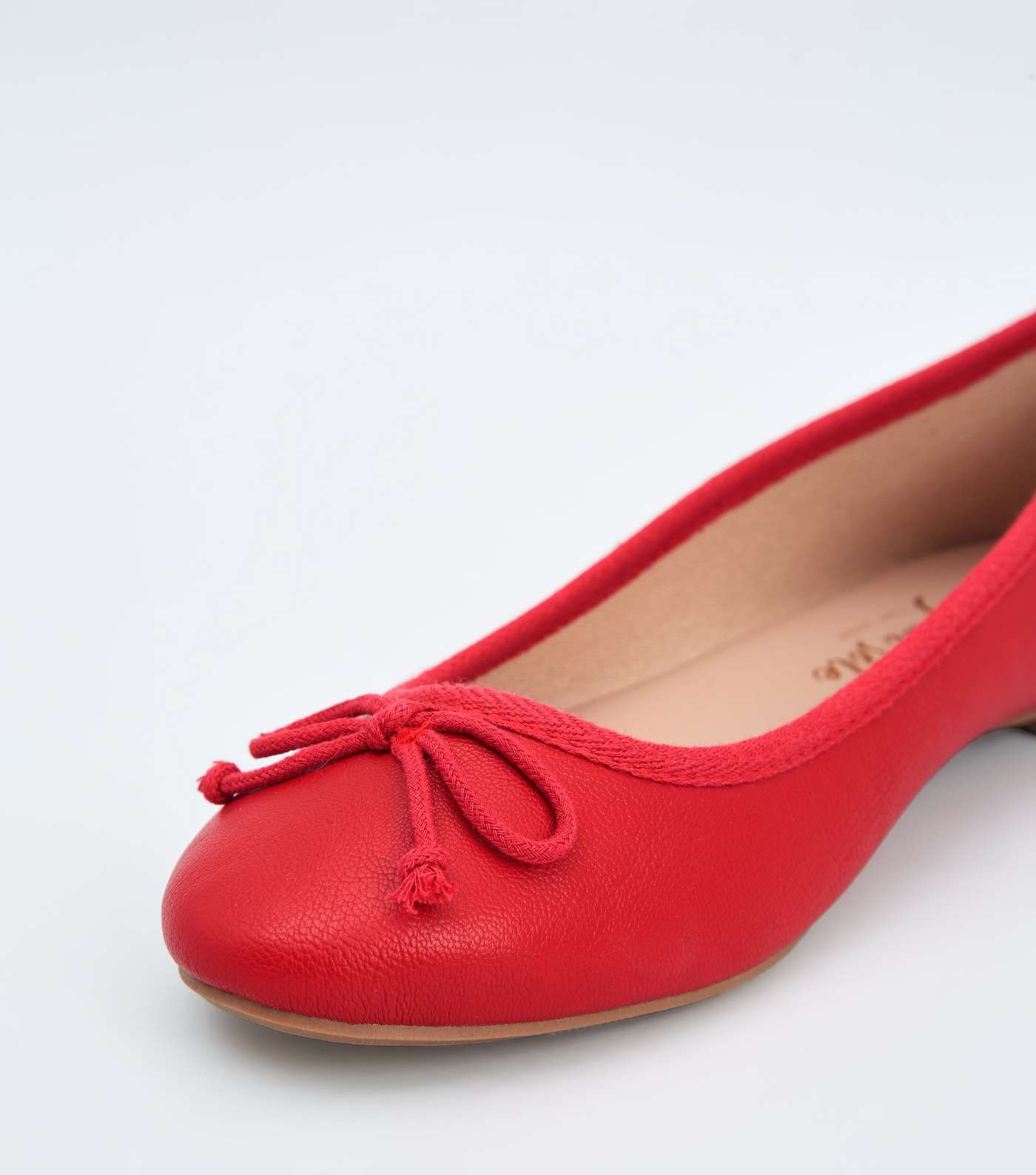 Red Leather-Look Ballet Pumps Image 4