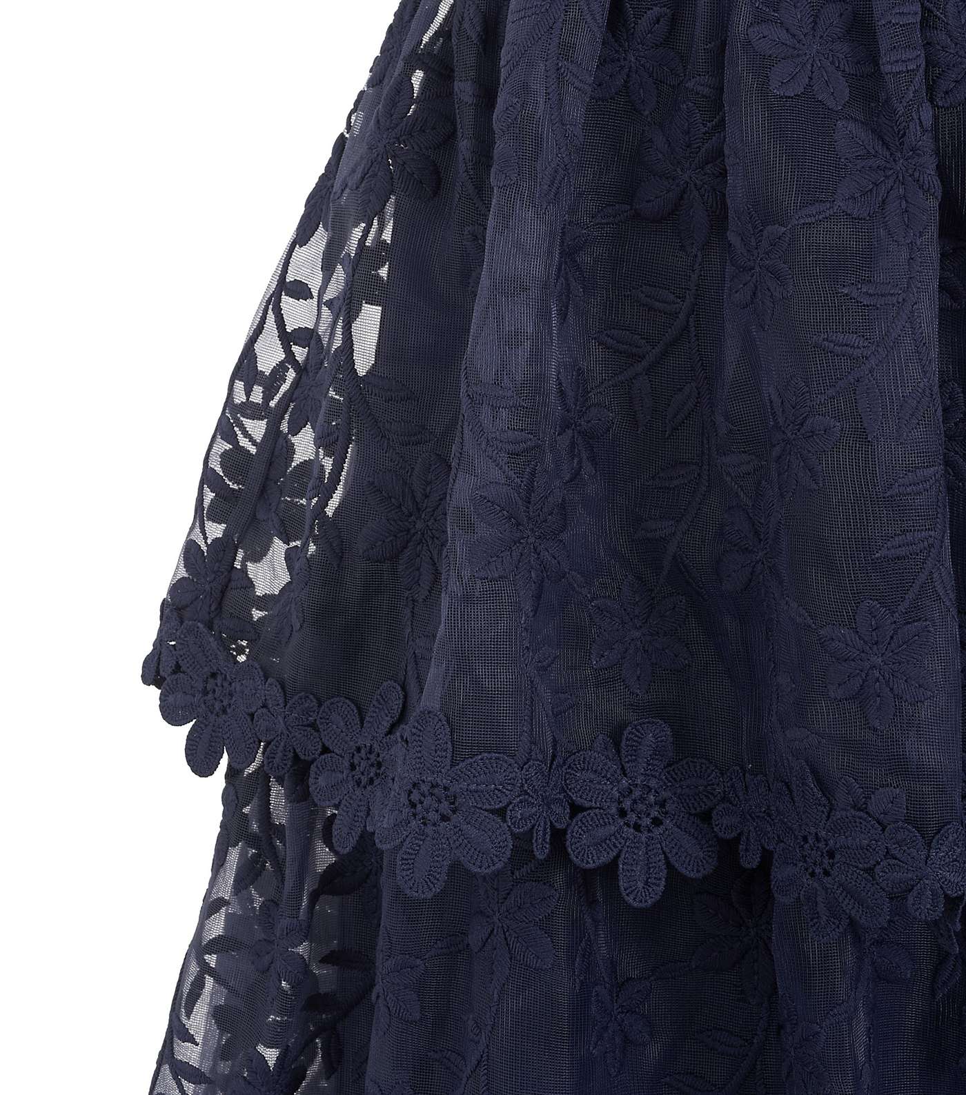 Navy Floral Lace Tiered Maxi Dress  Image 3