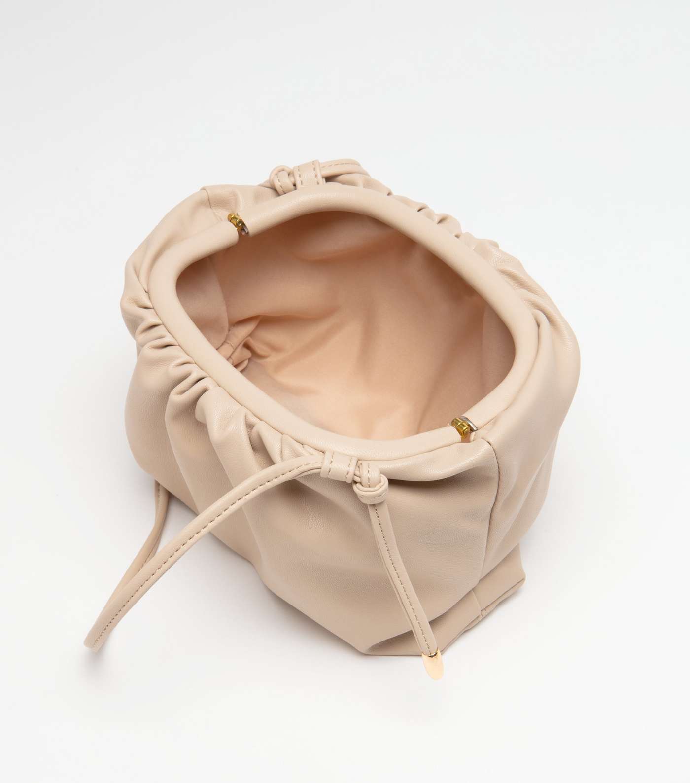 Off White Leather-Look Pouch Bag Image 2