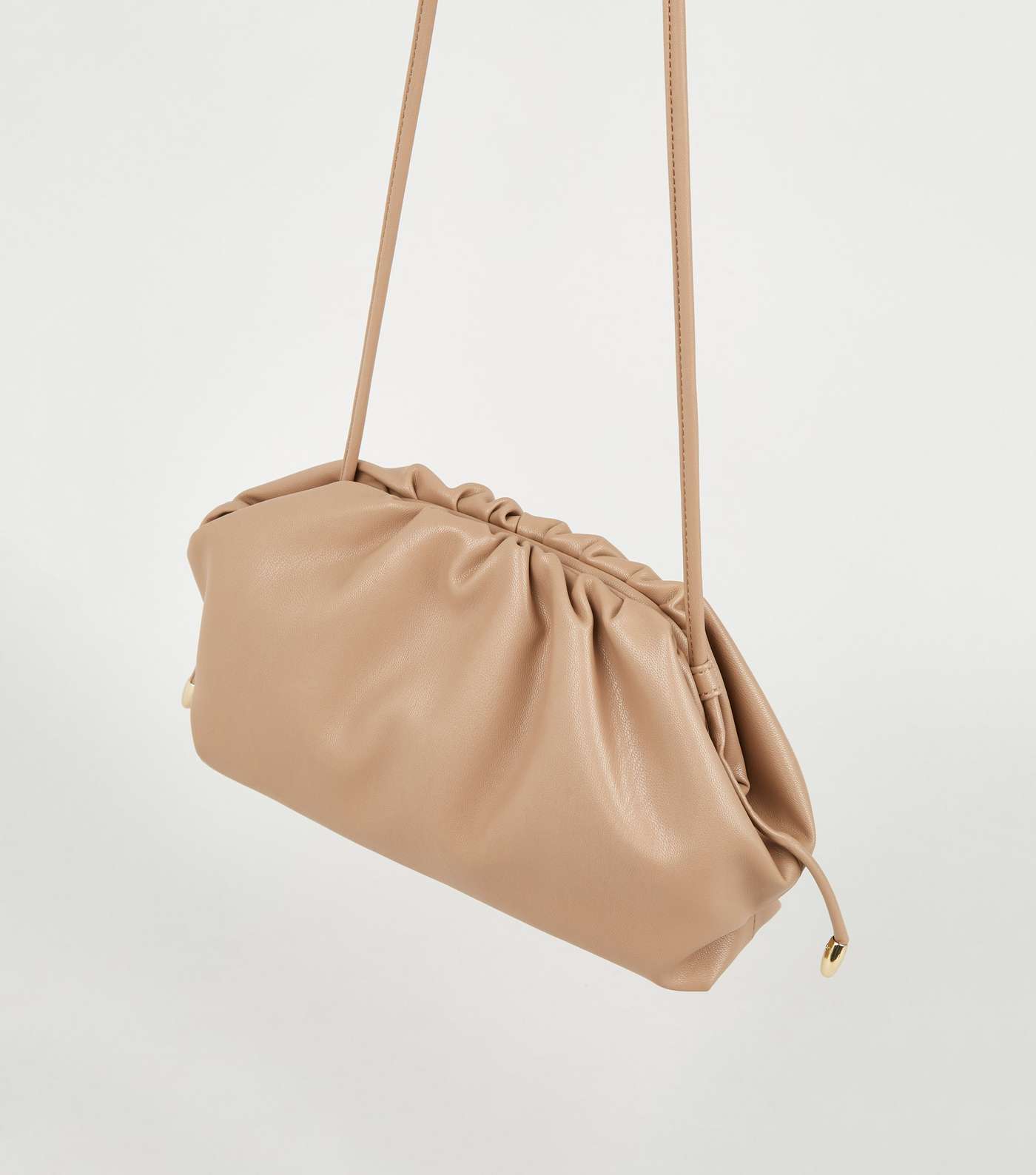 Cream Leather-Look Pouch Bag Image 3