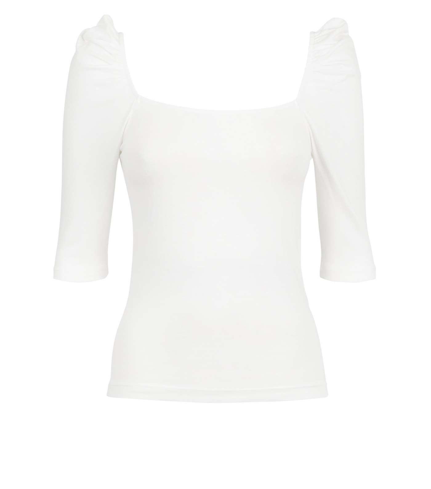 Off White Square Neck Puff Sleeve Top Image 4
