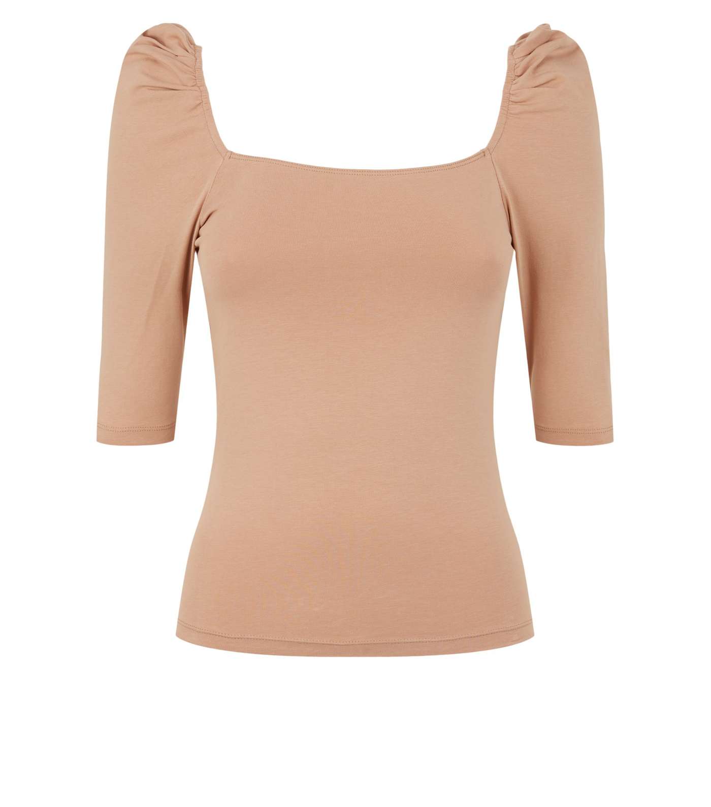 Camel Square Neck Puff Sleeve Top Image 4