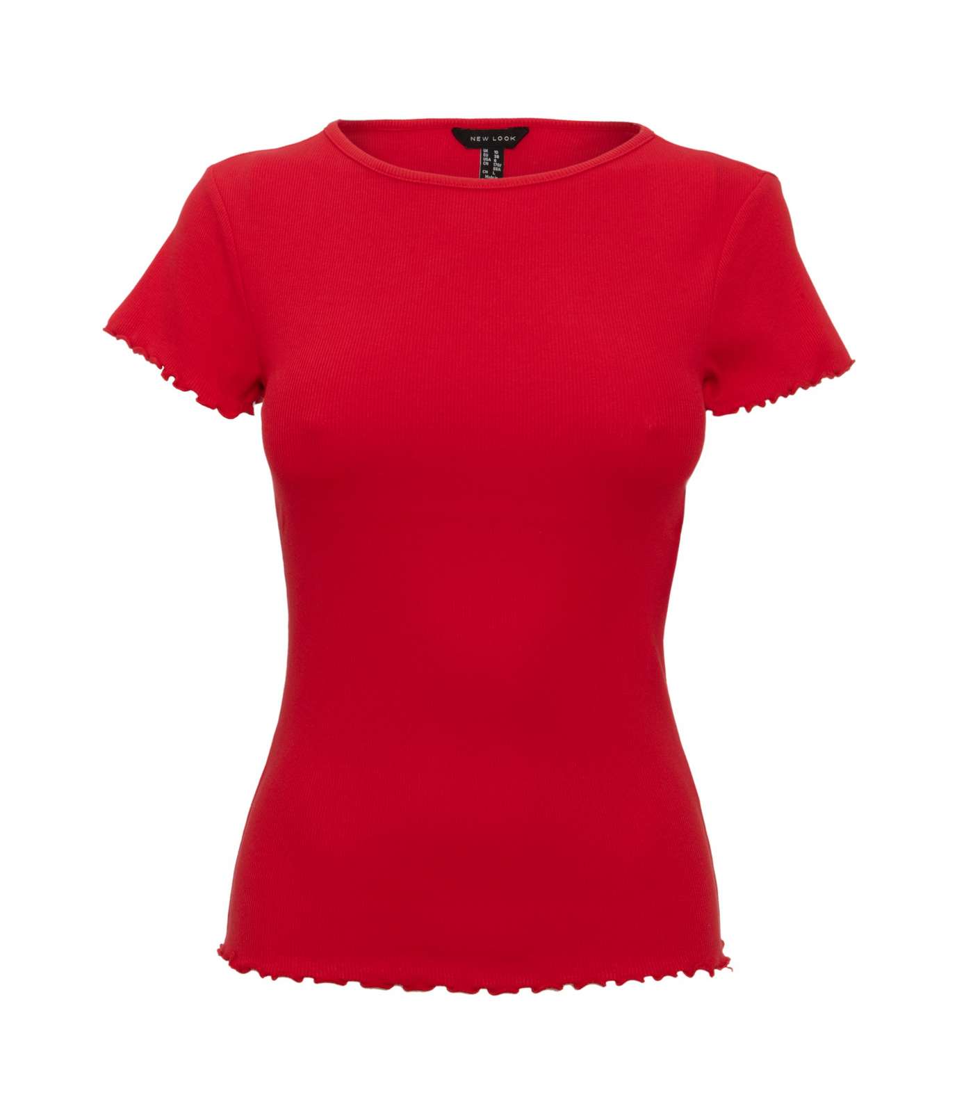 Red Frill Trim Cap Sleeve T-Shirt