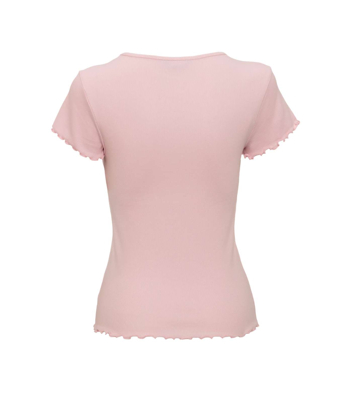 Mid Pink Frill Trim Cap Sleeve T-Shirt Image 2