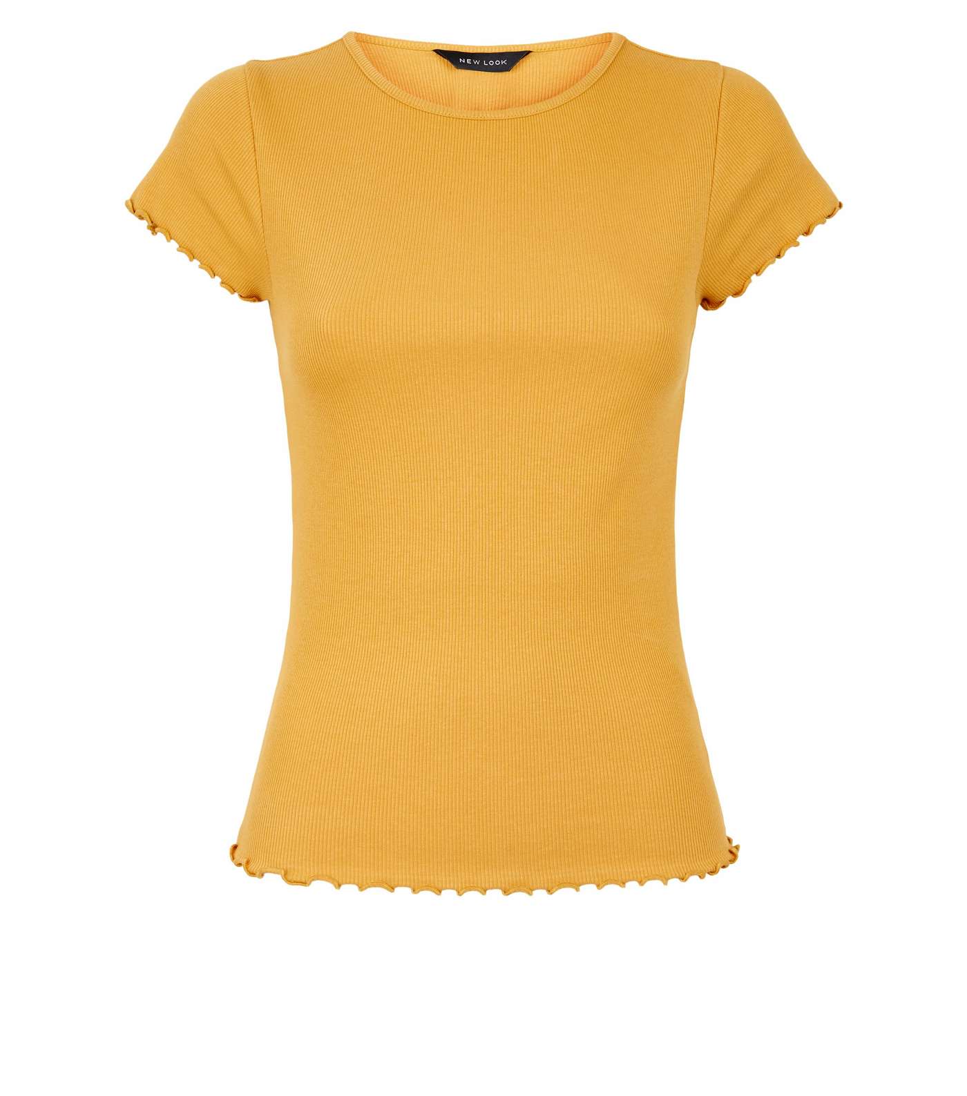 Mustard Frill Trim Cap Sleeve T-Shirt Image 4