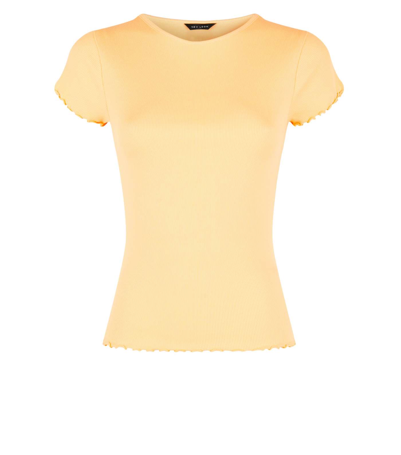 Pale Yellow Frill Trim Cap Sleeve T-Shirt Image 4