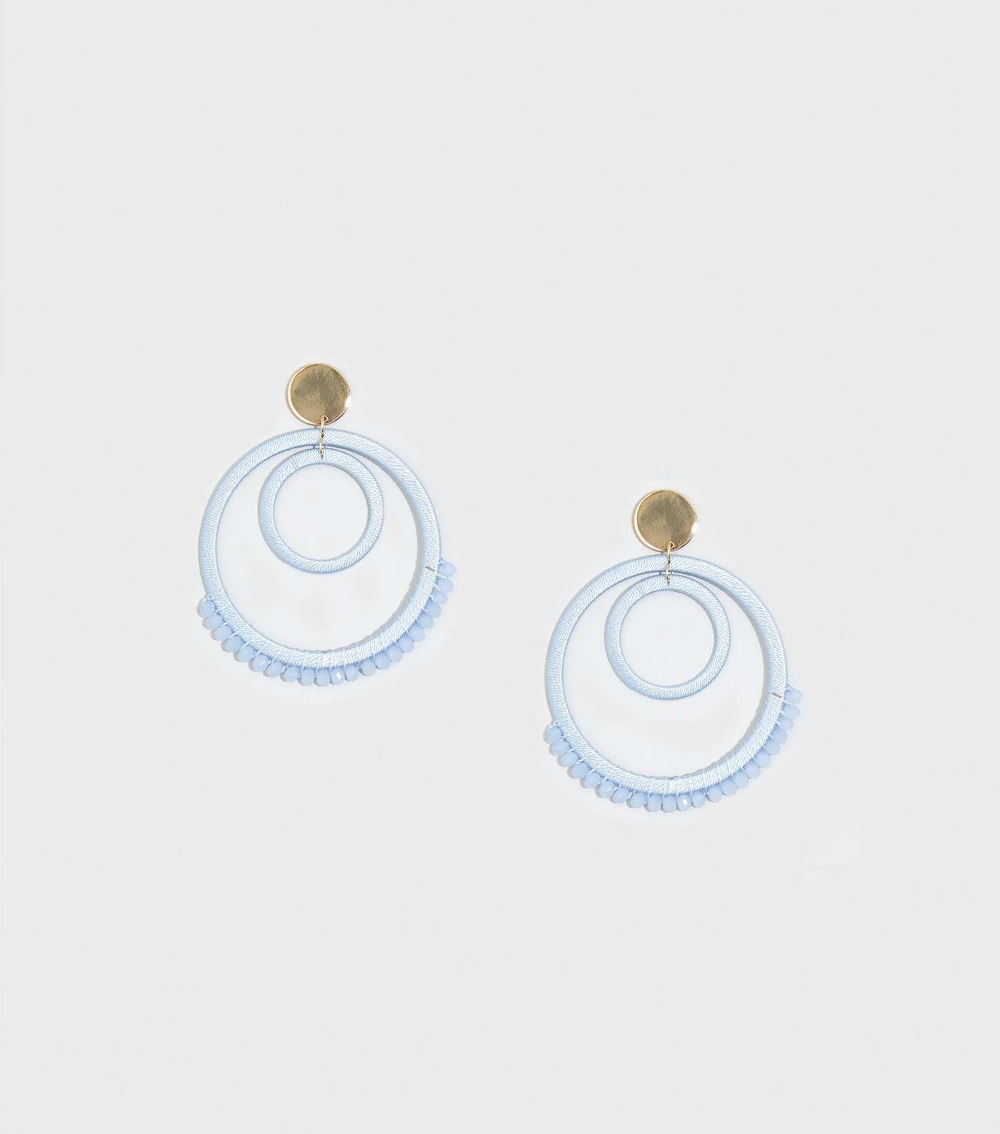 Blue Gem Woven Circle Earrings