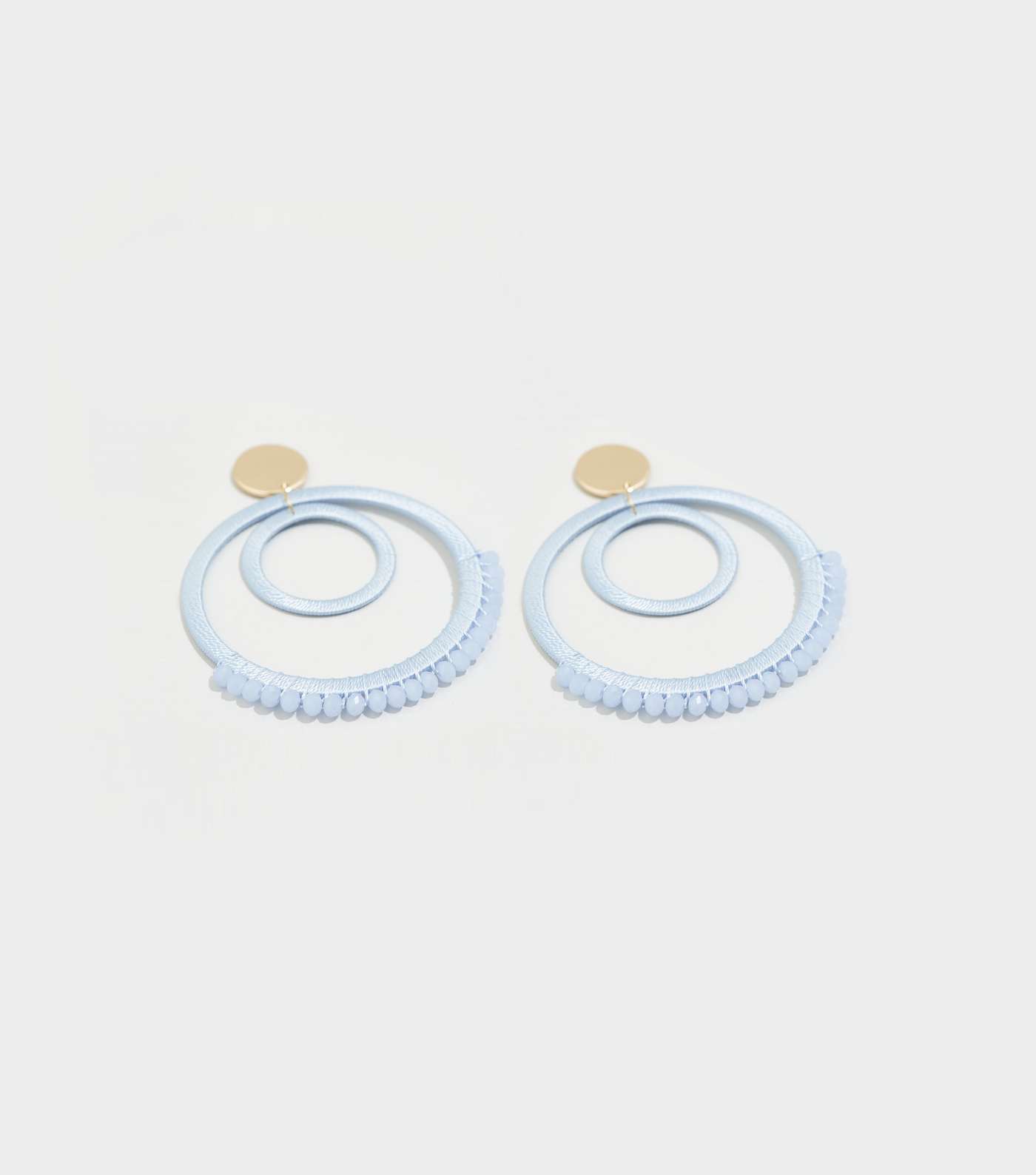 Blue Gem Woven Circle Earrings Image 3