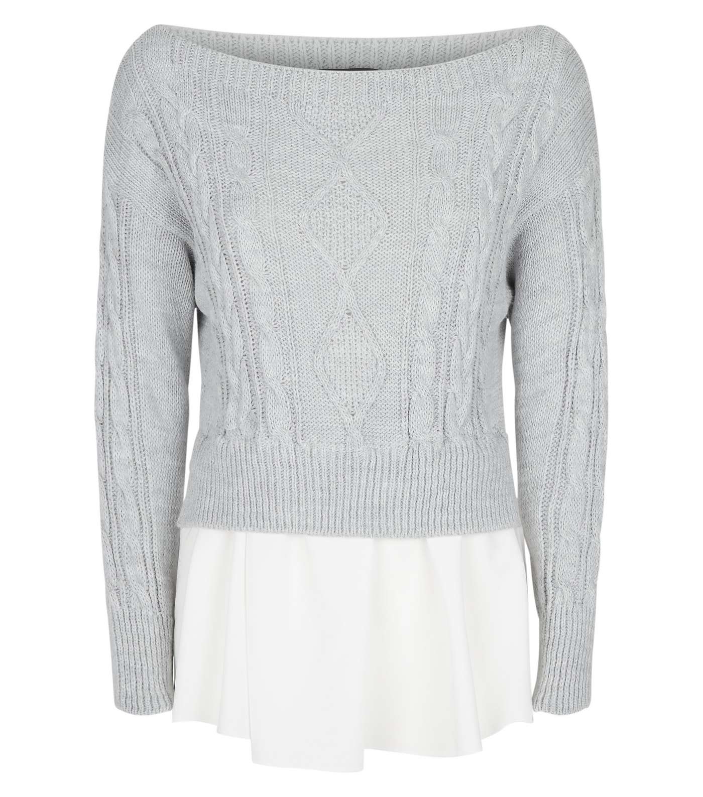 Cameo Rose Grey 2-In-1 Cable Knit Jumper Image 4