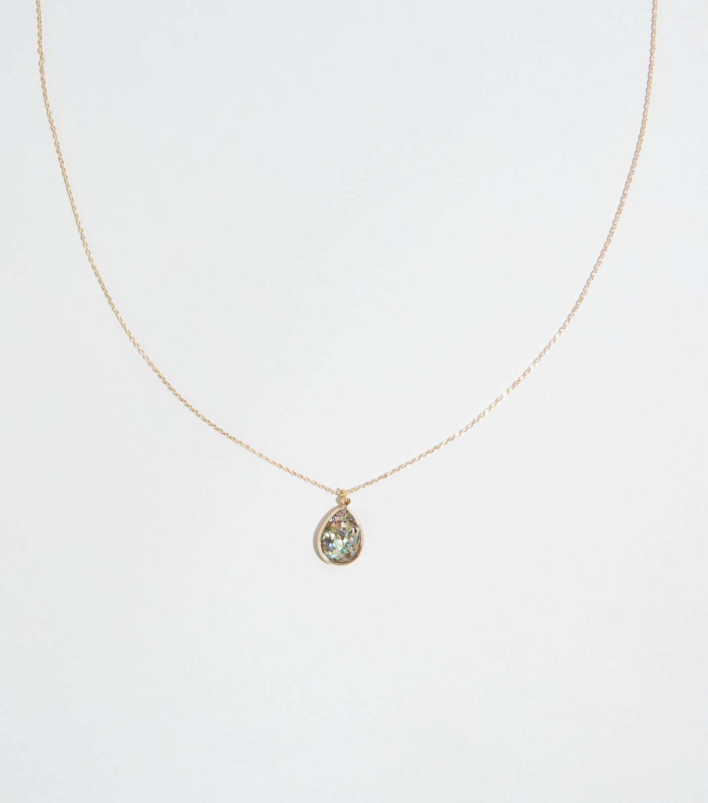 Gold Iridescent Shell Pendant Necklace