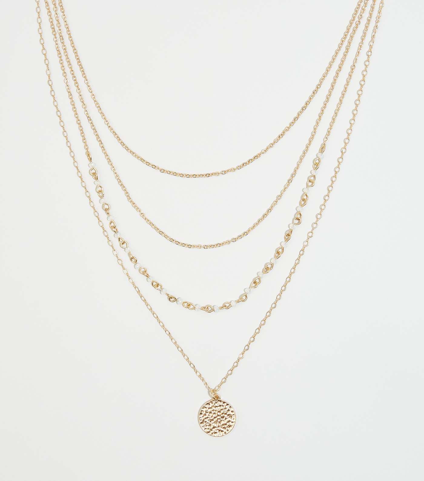 Gold Hammered Coin Layered Pendant Necklace