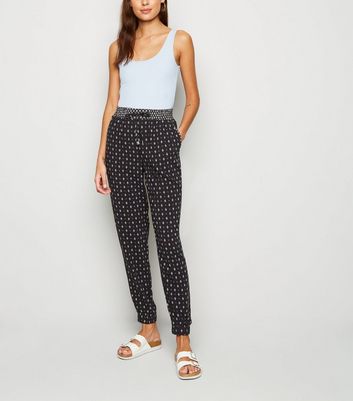Black Geometric Print Joggers | New Look