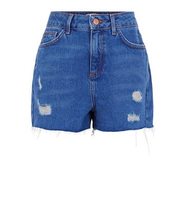 bright blue denim shorts