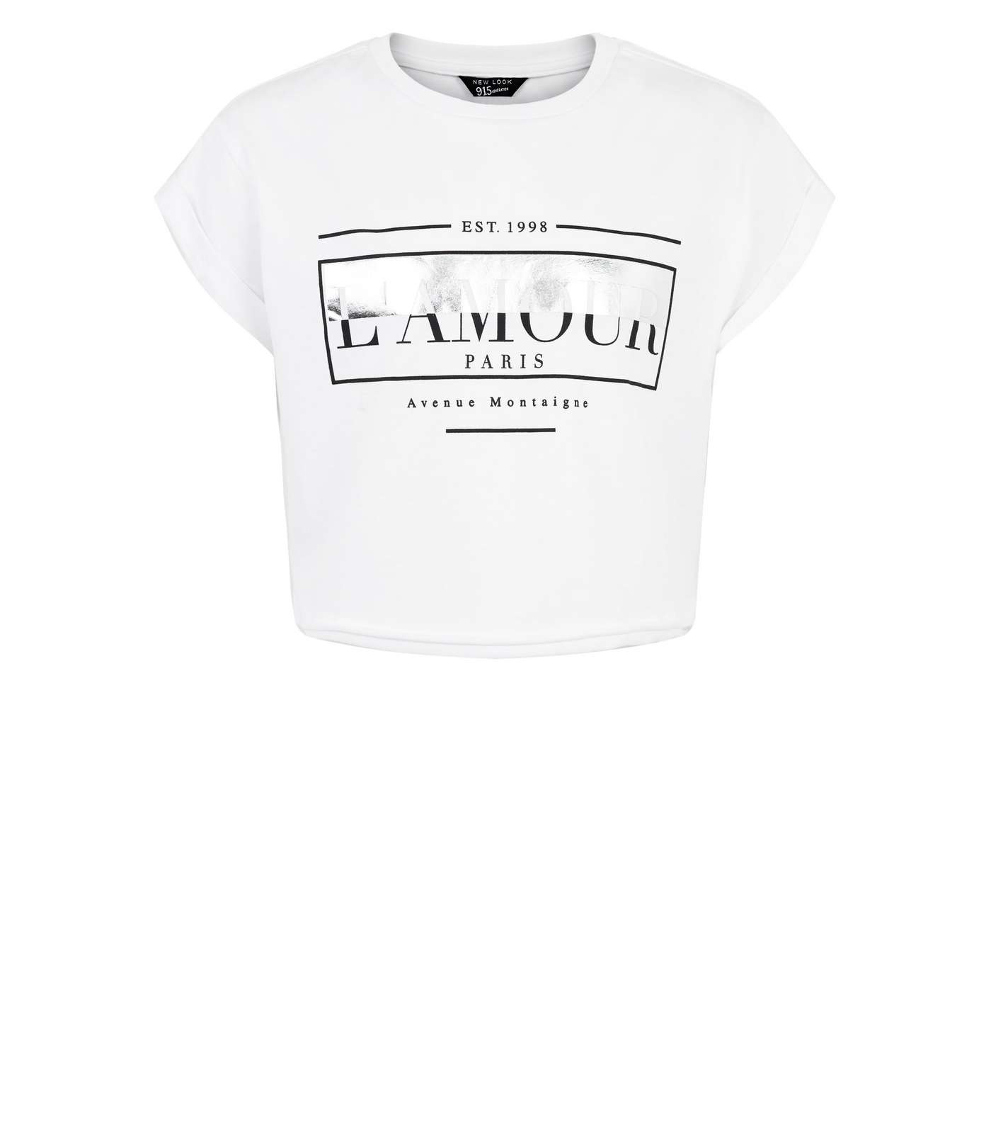 Girls White Metallic L'Amour Box Slogan T-Shirt Image 4