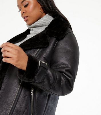 black leather fur lined jacket