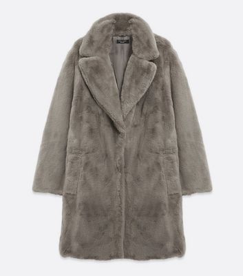 Grey fur long coat orders